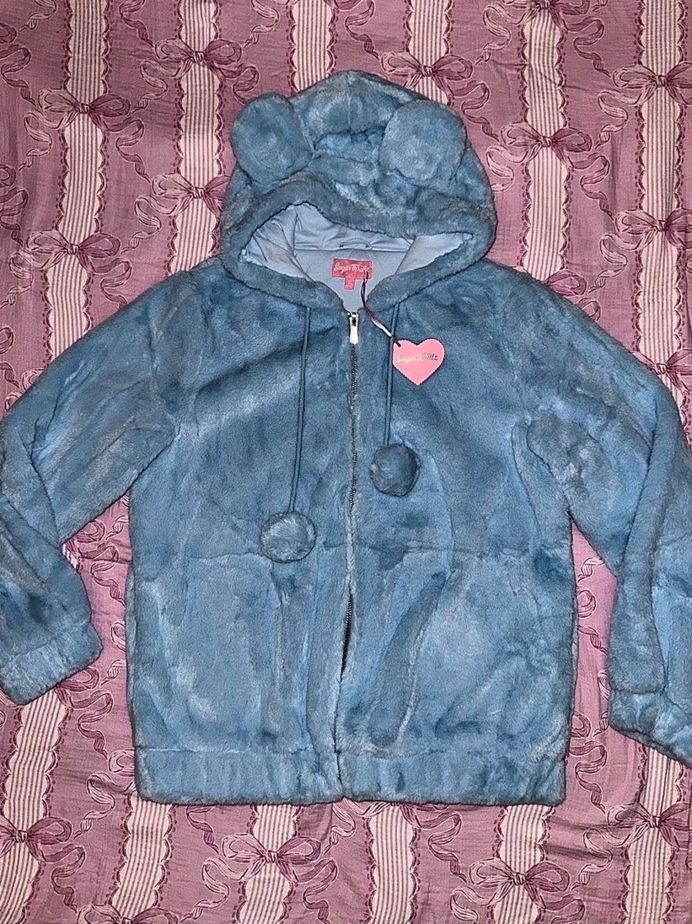 Sugar Thrillz Cuddle Bear Zip-Up Hoodie Blue